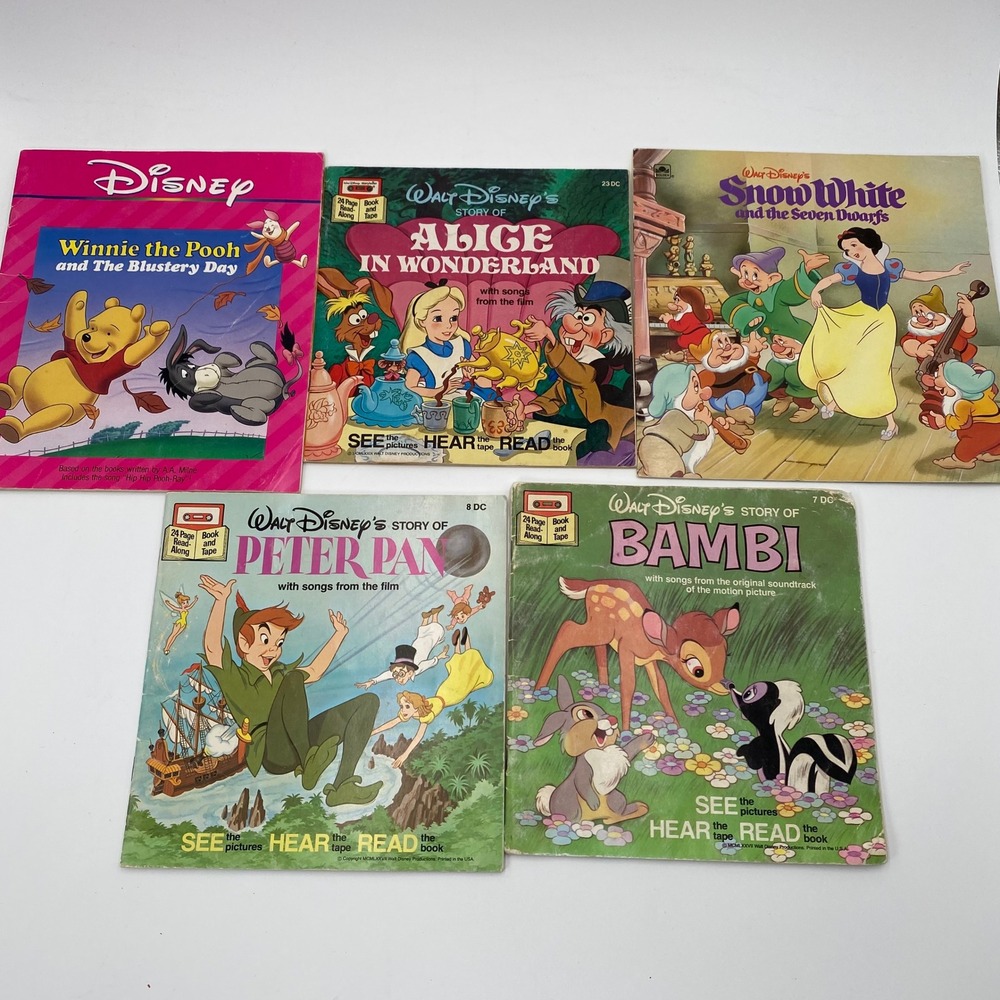 Vintage Walt Disney Storyteller Books‎ NO Cassettes Set 5 Classic Pooh Bambi 90s